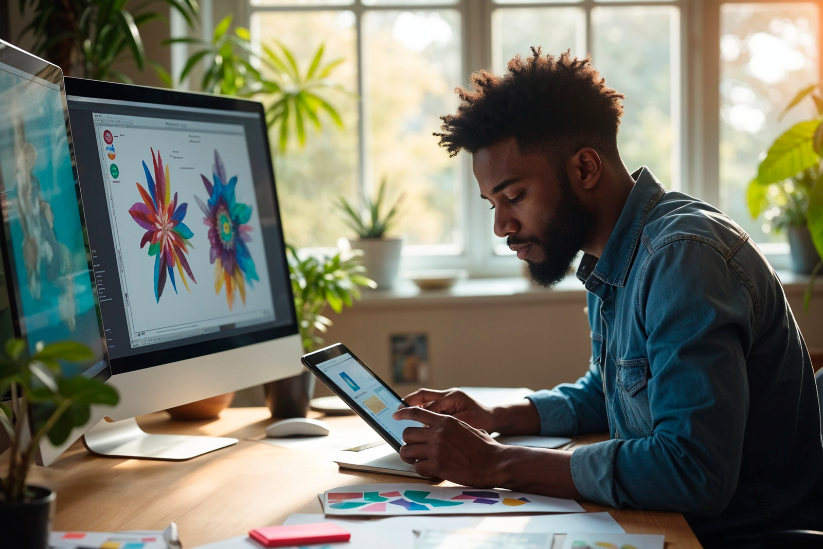 Designer trabalhando em identidade visual